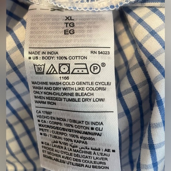 NWOT- Womans Blue/White Plaid Classic Fit Button Down - Picture 4 of 7